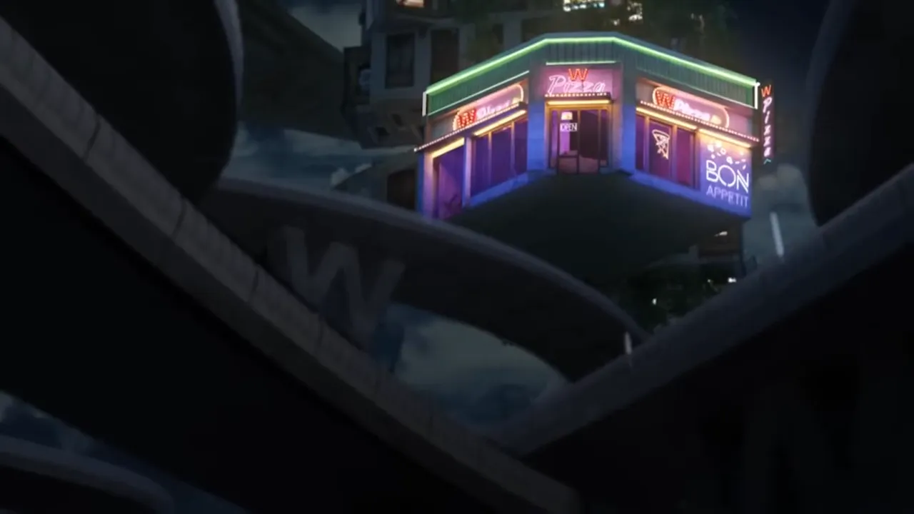 Neon W Pizza storefront at night, a frame from the WR-V launch film